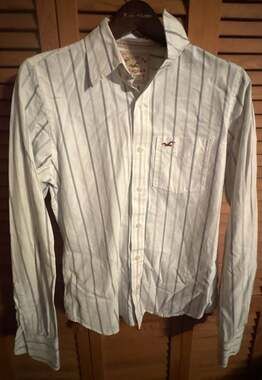 Hollister Long Sleeve Striped Button-Up Shirt with Chest Pocket